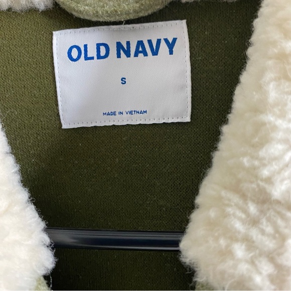 Old Navy Women’s Green Sherpa Wool Collar Green Jacket Size Small - Picture 3 of 8